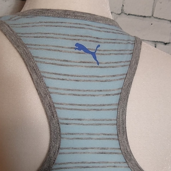 PUMA Blue & Grey Racer Back Tank Top Striped Size Medium - Picture 4 of 9